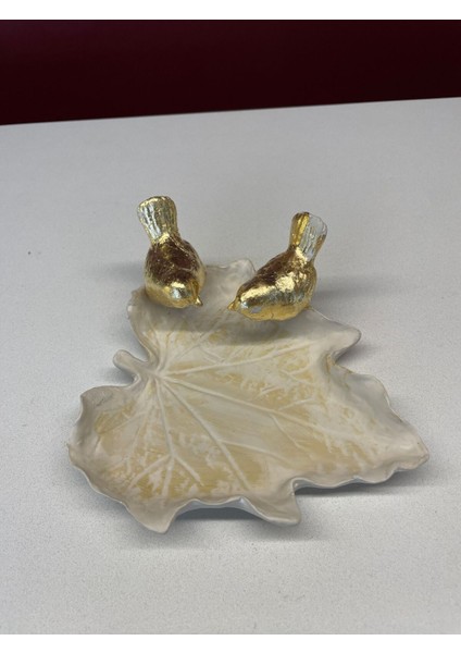 Polyester Decoratif Mini Kuşlu Tabak Model , Yüzük Kutusu Takı Sepeti
