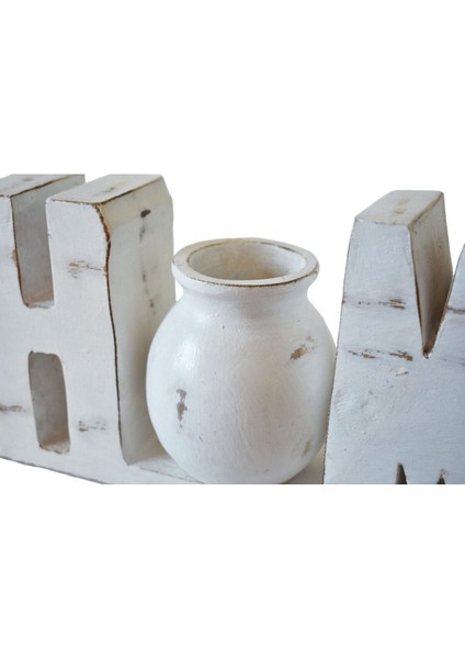 Beyaz Ahşap Rustik 'home' Vazo Dekoratif Obje fiyatları