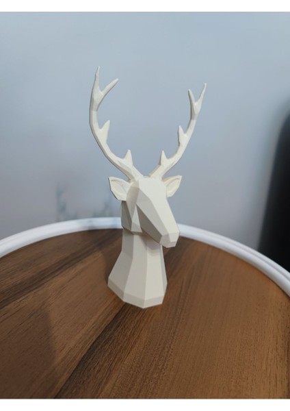 Geyik Figürlü Modern Dekoratif Hediyelik Biblo Kemik Beyazı 22 cm Gizzstore Home