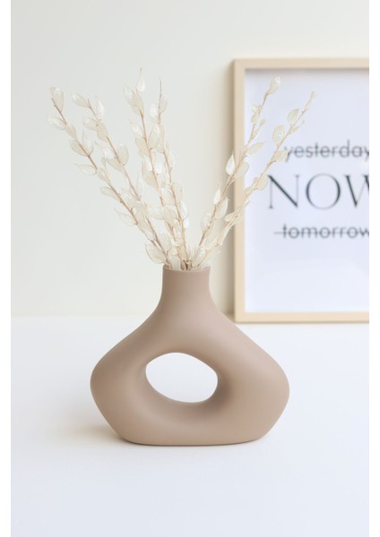 El Yapımı Bohem Seramik Vazo - Mocca Dekoratif Vazo&obje