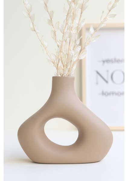 El Yapımı Bohem Seramik Vazo - Mocca Dekoratif Vazo&obje fırsatları