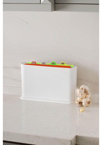 1074 Standlı Çoklu Kesme Tahtası Seti - Standlı Kesim Doğrama Tahtası Panosu- Beyaz-Çok Renkli modelleri