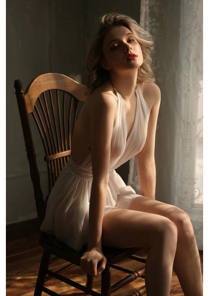 Kadın Beyaz Sırtı Açık Beli Dantelli Gecelik Takım fiyatları