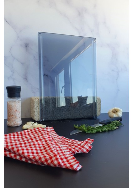 Kanallı Cam Kesme Tahtası - Cam Kesme Tablası | Füme Cam | 25CM x 35CM | Patentli Ürün indirimleri