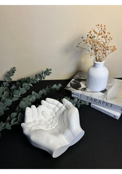 Beyaz El Desenli Beton Organizer