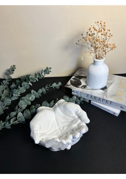 Beyaz El Desenli Beton Organizer