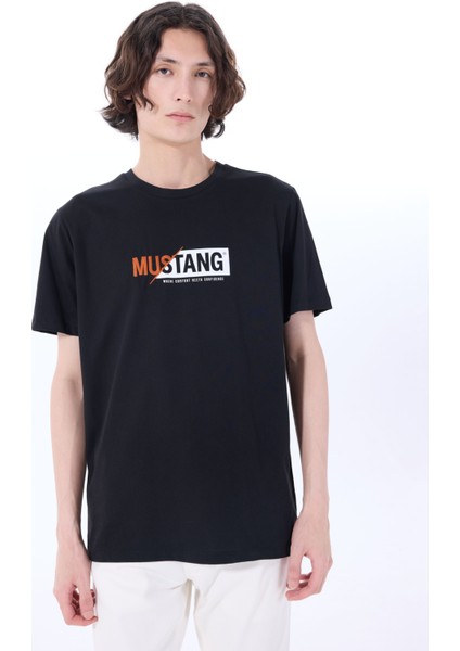 Bisiklet Yaka Baskılı Siyah Erkek T-Shirt M5SM-TST1304