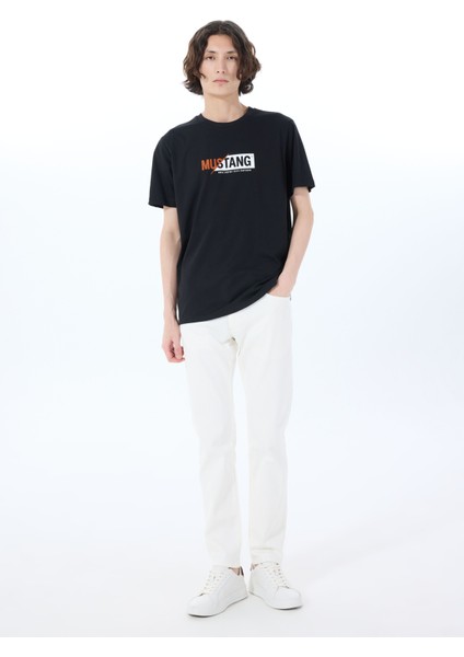 Bisiklet Yaka Baskılı Siyah Erkek T-Shirt M5SM-TST1304