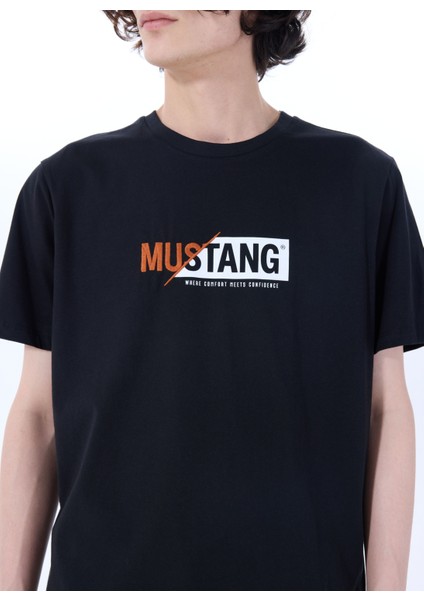Bisiklet Yaka Baskılı Siyah Erkek T-Shirt M5SM-TST1304