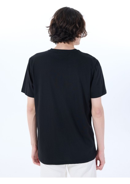 Bisiklet Yaka Baskılı Siyah Erkek T-Shirt M5SM-TST1304