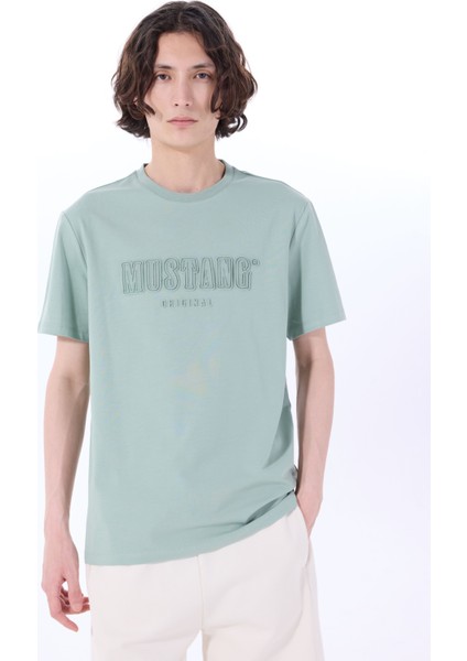 Bisiklet Yaka Baskılı Yeşil Erkek T-Shirt M5SM-TST1288