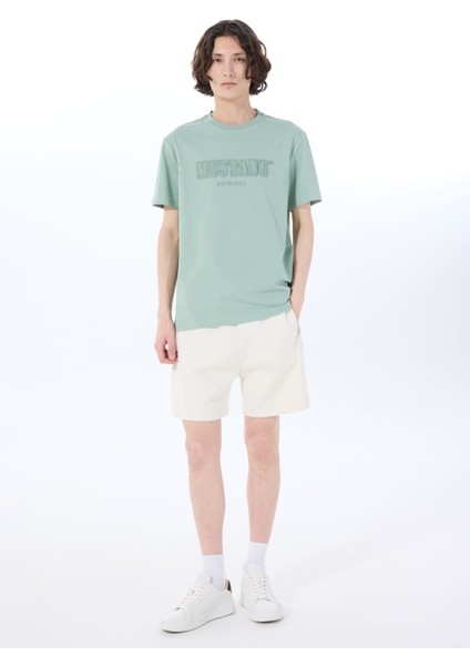 Bisiklet Yaka Baskılı Yeşil Erkek T-Shirt M5SM-TST1288