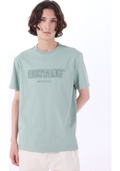 Bisiklet Yaka Baskılı Yeşil Erkek T-Shirt M5SM-TST1288