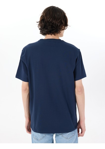 Bisiklet Yaka Baskılı Lacivert Erkek T-Shirt M5SM-TST1278 indirimleri