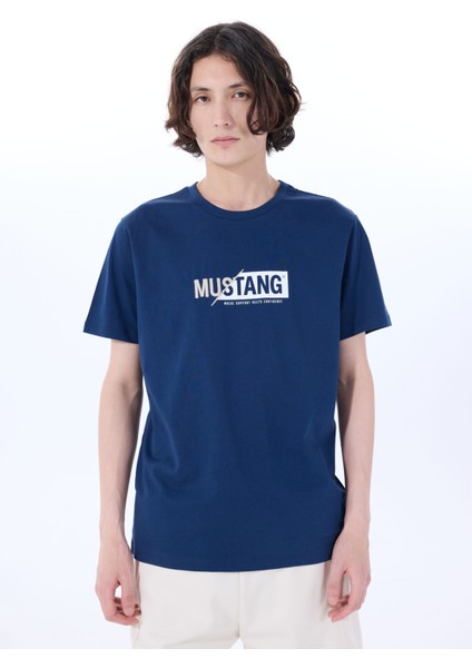 Bisiklet Yaka Baskılı Lacivert Erkek T-Shirt M5SM-TST1304 modelleri