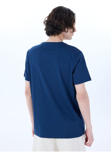 Bisiklet Yaka Baskılı Lacivert Erkek T-Shirt M5SM-TST1304 indirimleri