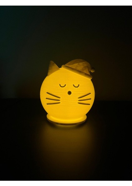 Sevimli Kedi Tealight Mumluk Dekoratif Kedi Masa Dekoru Konsol Süsü Dekoratif Hediye Şapkalı Kedi