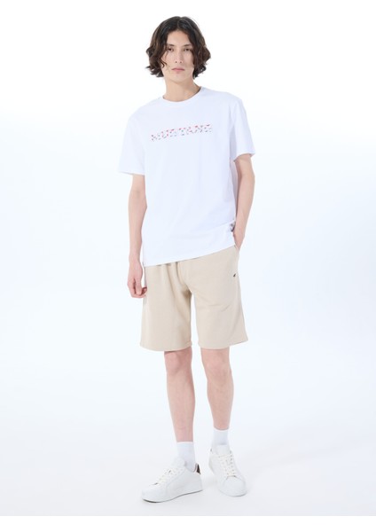 Bisiklet Yaka Baskılı Beyaz Erkek T-Shirt M5SM-TST1278