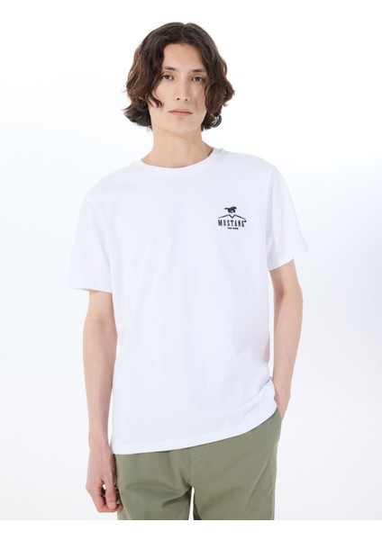Bisiklet Yaka Baskılı Beyaz Erkek T-Shirt M5SM-TST1844 modelleri