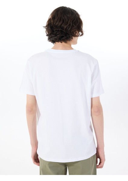 Bisiklet Yaka Baskılı Beyaz Erkek T-Shirt M5SM-TST1844 indirimleri