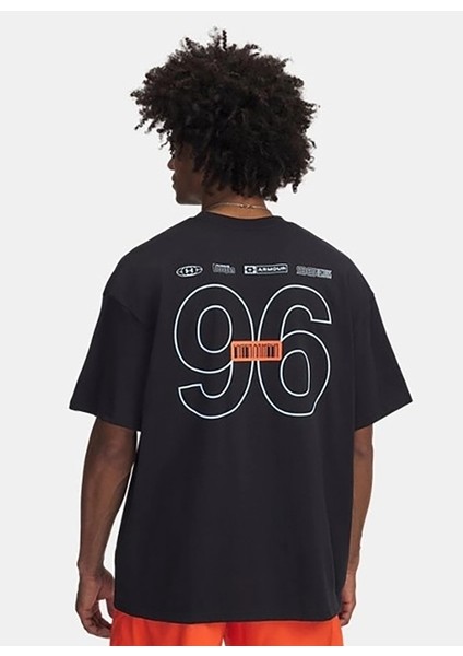 1390189-001 Ua M Hwt Hoops Mix Tape Yuvarlak Yaka Loose Fit Baskılı Siyah Erkek T-Shirt fiyatları