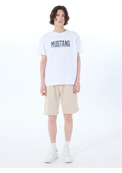 Bisiklet Yaka Baskılı Beyaz Erkek T-Shirt M5SM-TST1291