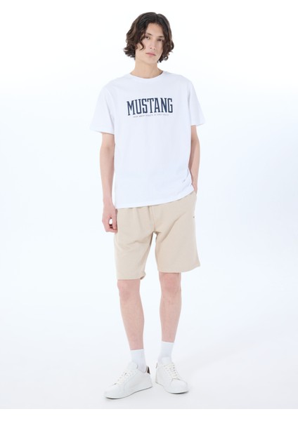 Bisiklet Yaka Baskılı Beyaz Erkek T-Shirt M5SM-TST1291