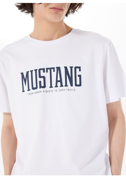 Bisiklet Yaka Baskılı Beyaz Erkek T-Shirt M5SM-TST1291