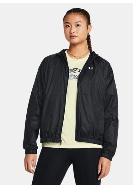 1382698-001 Ua Rival Sport Windbrea Fermuarlı Yaka Loose Fit Siyah Kadın Rüzgarlık