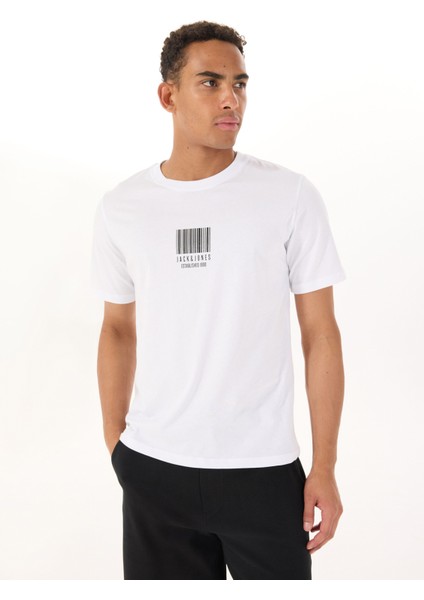 Bisiklet Yaka Beyaz Erkek T-Shirt 12288570_JCOBARCODE Tee Ss Crew Nec