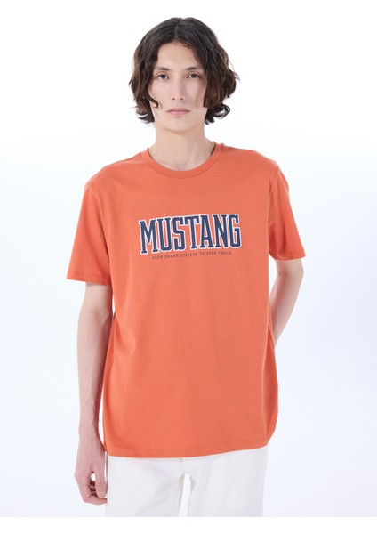 Bisiklet Yaka Baskılı Turuncu Erkek T-Shirt M5SM-TST1291