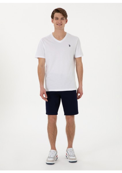 V Yaka Beyaz Erkek T-Shirt GTS02