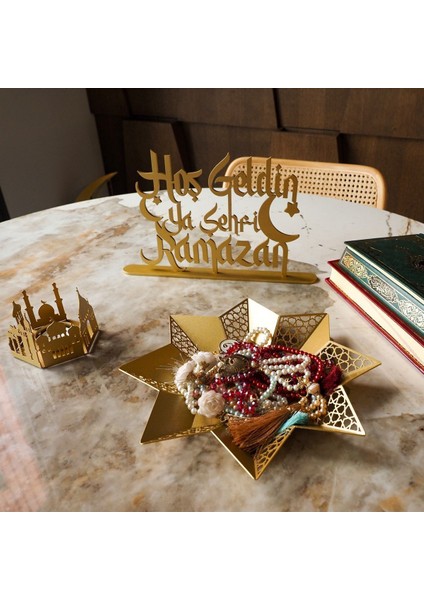 Hoş Geldin Ya Şehri Ramazan Metal Masaüstü Islami Dekor - 30 x 19 cm - Ramazan Süslemeleri - WAMH129 fırsatları