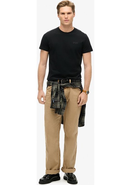 Bisiklet Yaka Siyah Erkek T-Shirt M1011245M-16A_ESSENTIAL Logo Emb Te