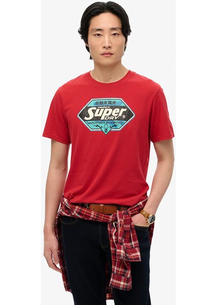 Bisiklet Yaka Kırmızı Erkek T-Shirt M1012136A-32I_GASOLINE Graphıc Rela fiyatları