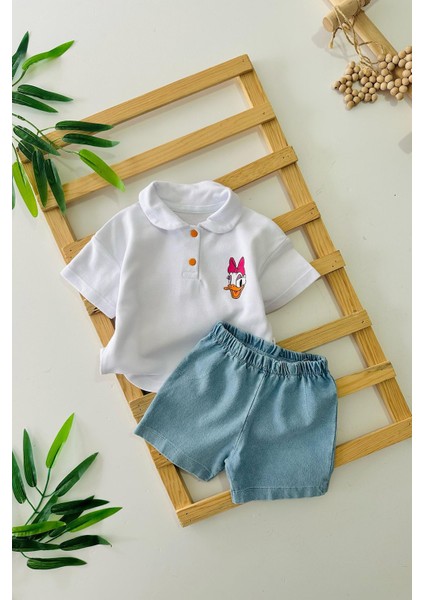 Lacost Mnn Mck Pano Desenli Unisex Bebe pamuklu takım - Beyaz