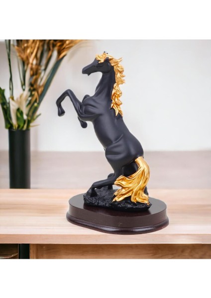 Lüks Modern Sanat Reçine At Biblo Heykel Ev Ofis Vitrin Konsol Süsü Dekoratif Obje 20 cm .