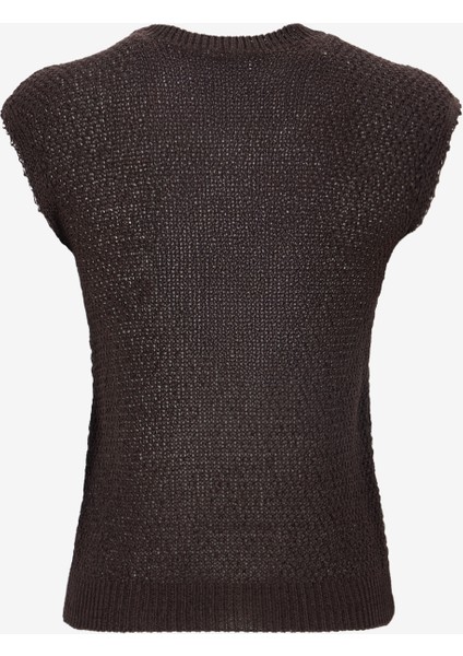 Bisiklet Yaka Düz Örgü Desenli Kahve Kadın Bluz F5SL-BLZ0104 fiyatları