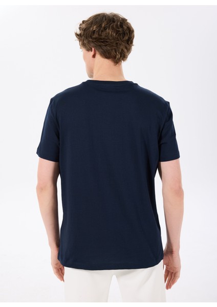 D5SM-TST3802 Lacivert Bisiklet Yaka Relaxed Baskılı Erkek T-Shirt indirimleri