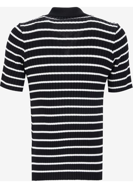Siyah - Ekru Kadın Çizgili Hırka F5SL-HRK0106 fiyatları