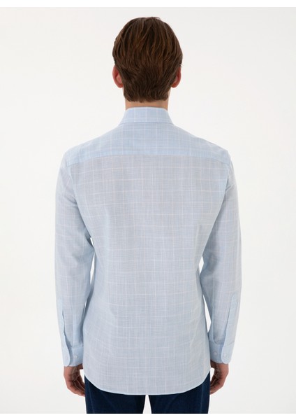Slim Fit Mavi Erkek Gömlek Gırıl