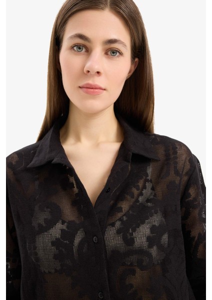 Regular Fit Dantel Detaylı Plaj Gömleği-Fall in Love D9768AX25SM fırsatları