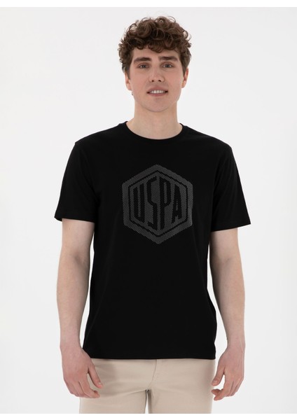Bisiklet Yaka Siyah Erkek T-Shirt Gaston