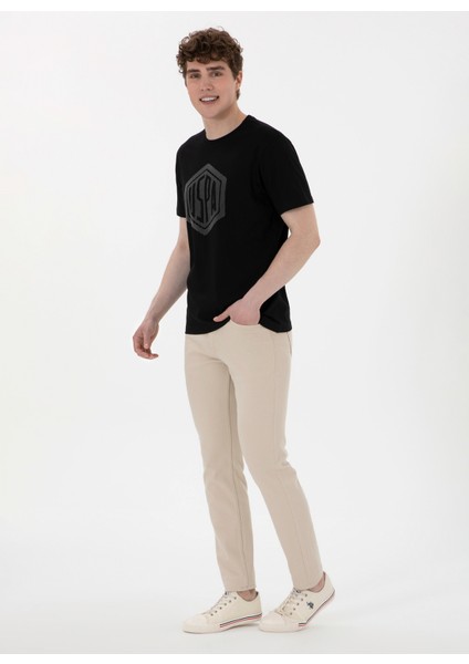 Bisiklet Yaka Siyah Erkek T-Shirt Gaston