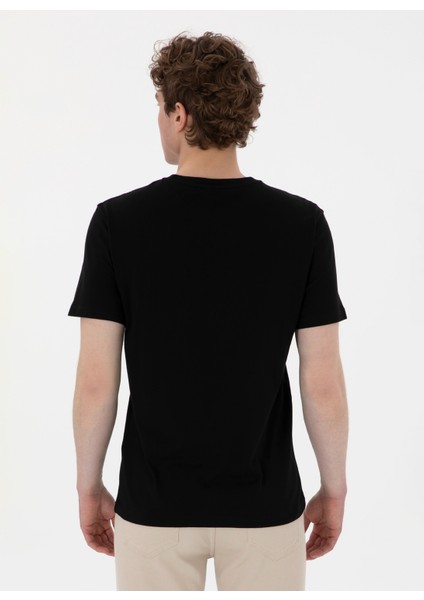 Bisiklet Yaka Siyah Erkek T-Shirt Gaston