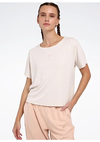 Lc 9045 Rela Tee Bej Yuvarlak Yaka Regular Fit Kadın T-Shirt