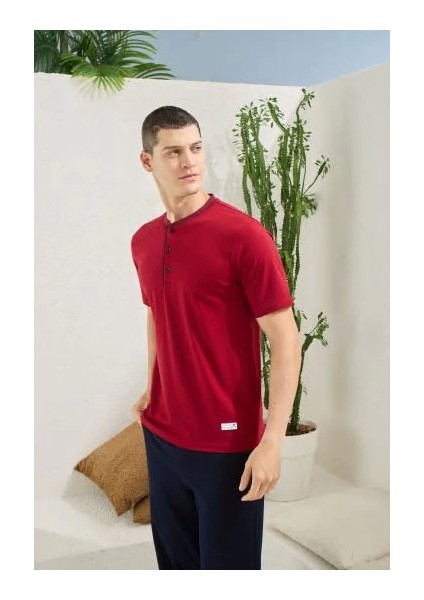Erkek 2104 Erkek Midi Yaka Pijama Takım