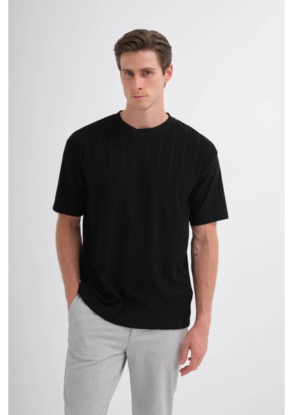 Bisiklet Yaka Siyah Erkek T-Shirt 4261