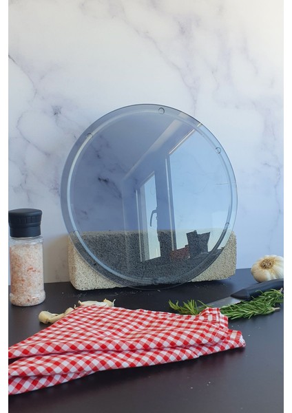 Kanallı Cam Kesme Tahtası - Cam Kesme Tablası | Füme Cam | ÇAP32CM | Patentli Ürün fırsatları