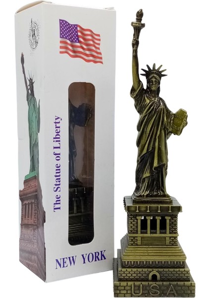 Vintage Metal Usa Özgürlük Heykeli Biblo Antik Bronz 18 cm